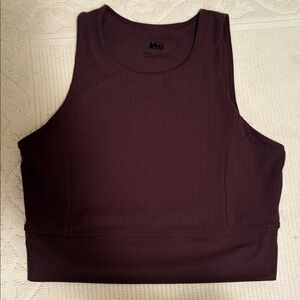 Rei Coop Active Pursuits Ribbed Sports Bra Long Top Brown Raisin Color Size Med
